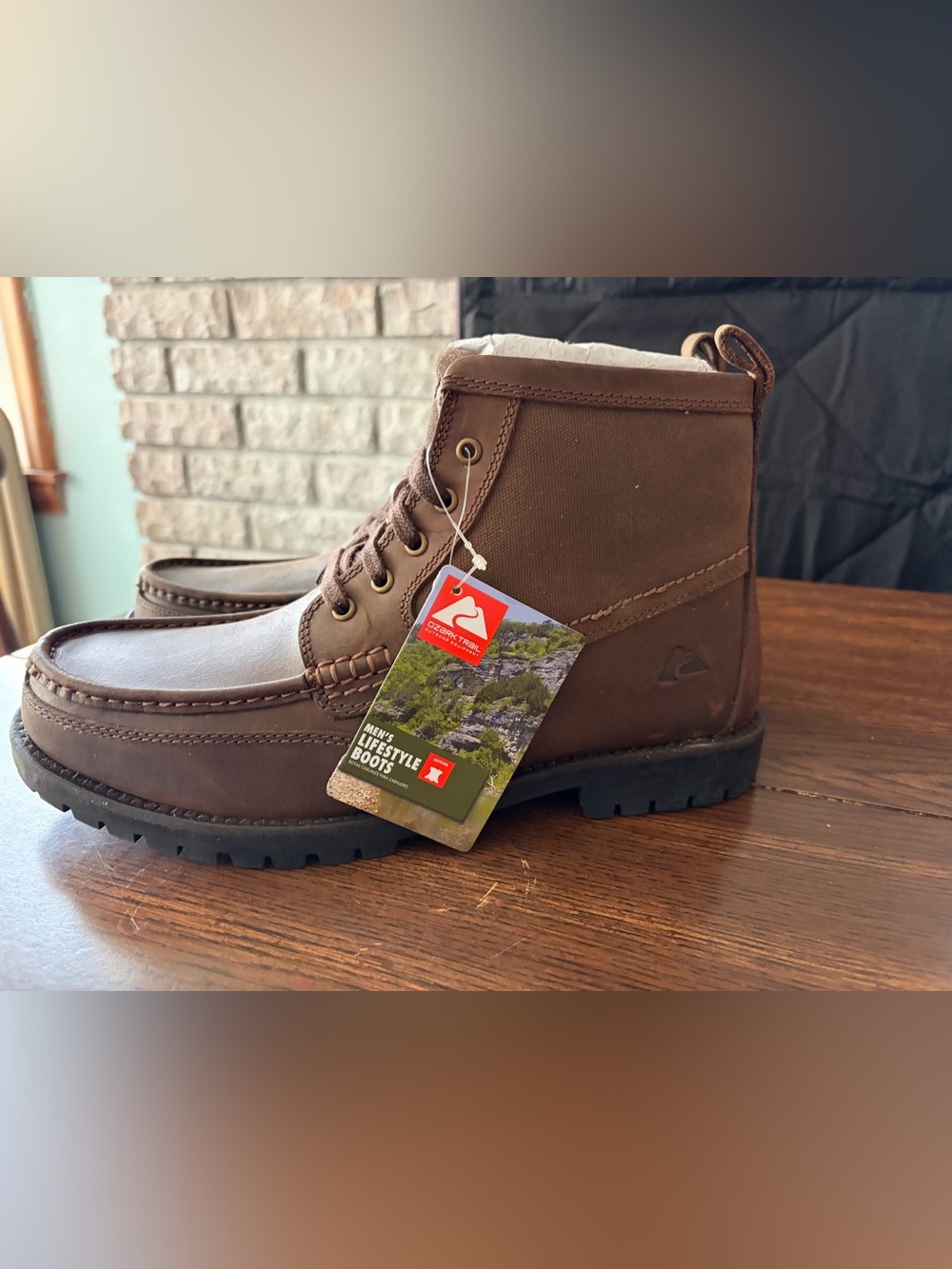 Ozark Trail Men's Brown Lace-Up Canvas & Leather Boots